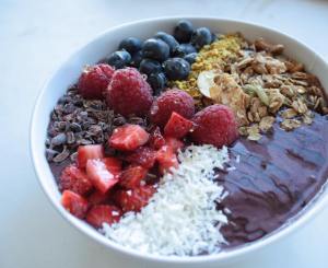 The acai bowl of granola and berries is a source of energy, immunity and vitamin C. (photo courtesy of Beaming Cafe)